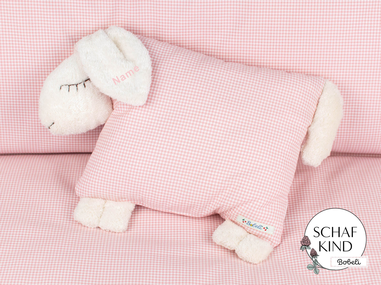 Schlafschaf 10 Rosa Vichy-Karo - Bobeli Kuschelkissen