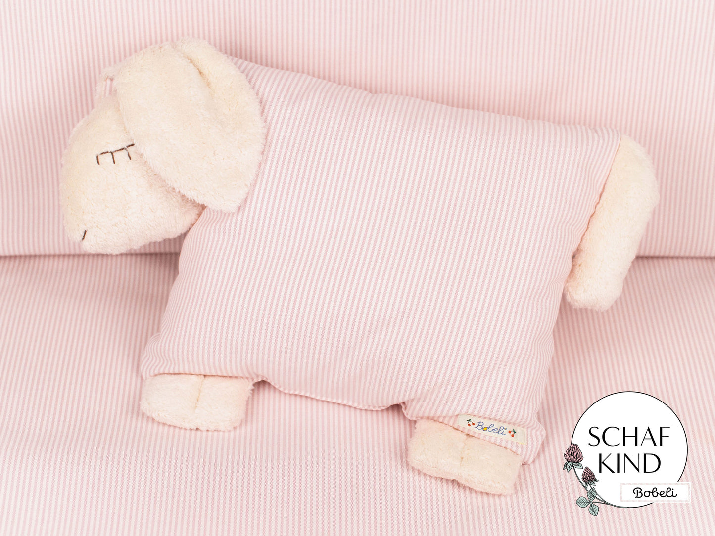 Schlafschaf 11 Rosa Streifen - Bobeli Kuschelkissen