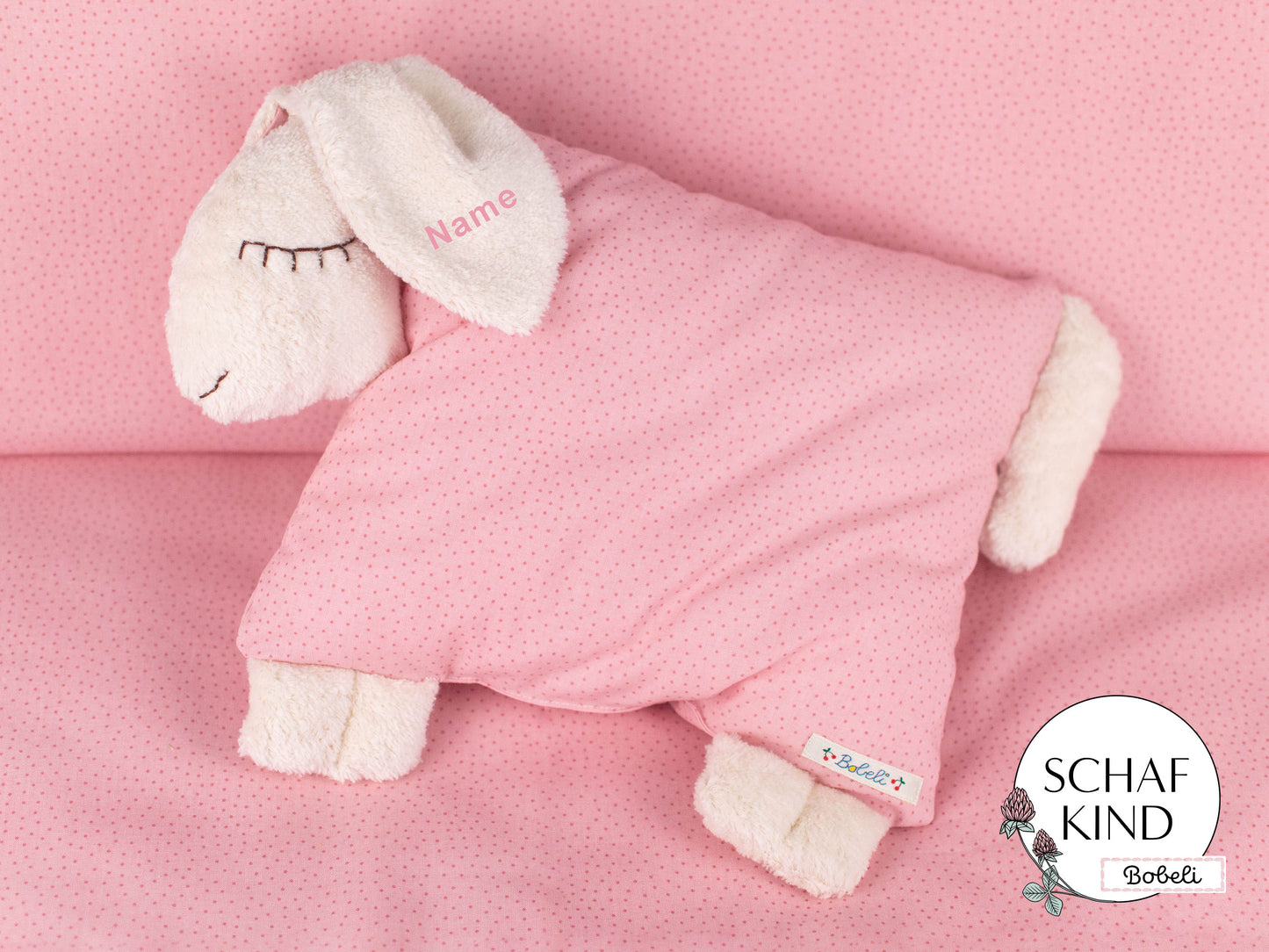 Schlafschaf 18 Rosa mit Pünktchen - Bobeli Kuschelkissen