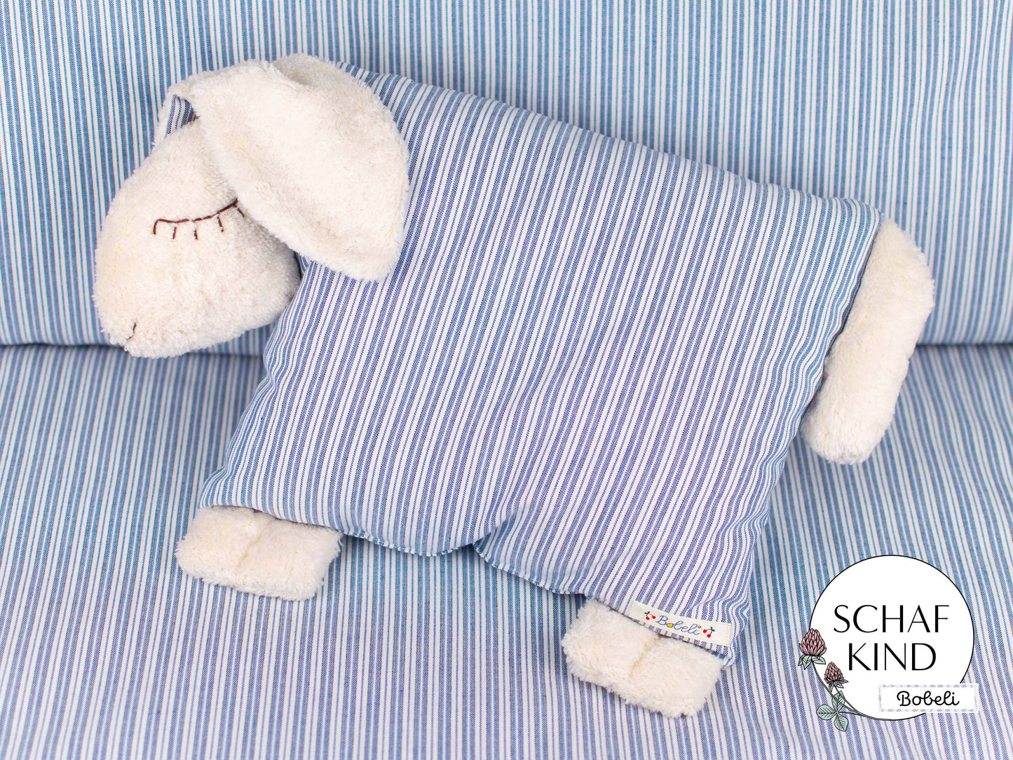 Schlafschaf 55 Blaue Streifen - Bobeli Kuschelkissen