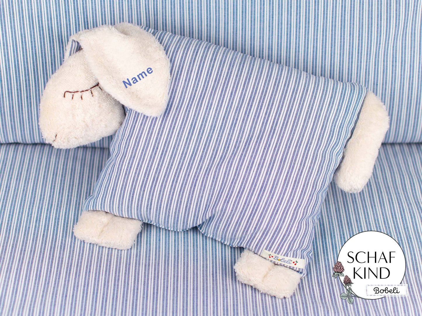 Schlafschaf 55 Blaue Streifen - Bobeli Kuschelkissen