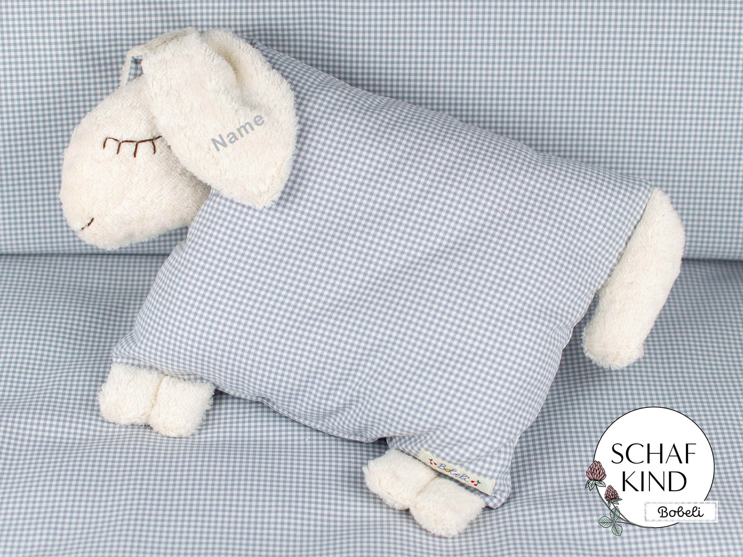 Schlafschaf 80 Graues Vichy-Karo - Bobeli Kuschelkissen