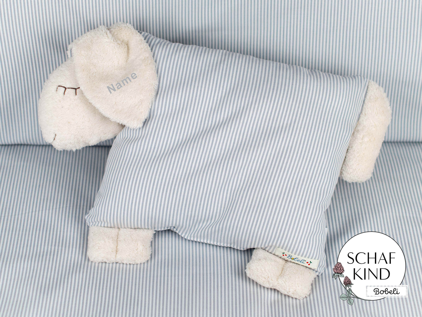 Schlafschaf 81 Graue Streifen - Bobeli Kuschelkissen