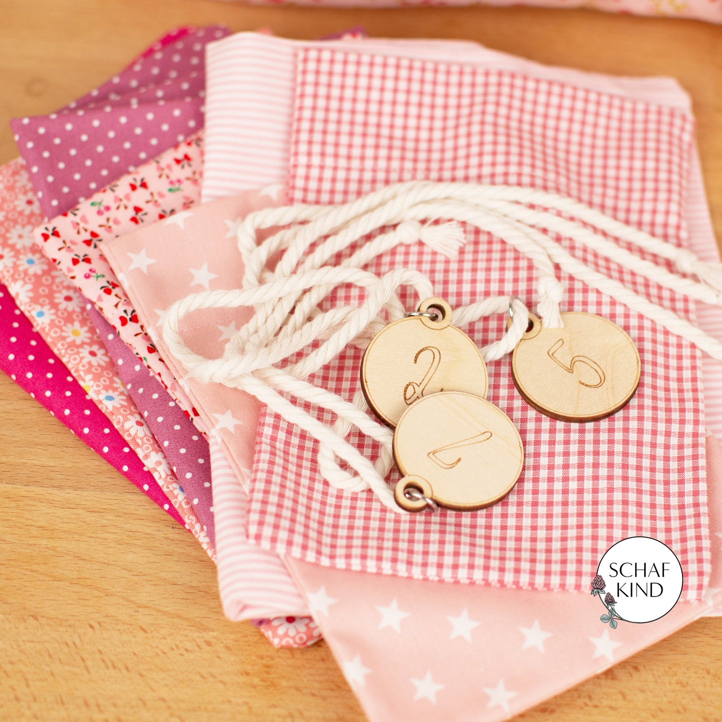 Adventskalender aus Baumwollstoff zum Befüllen - Rosa Var. 2