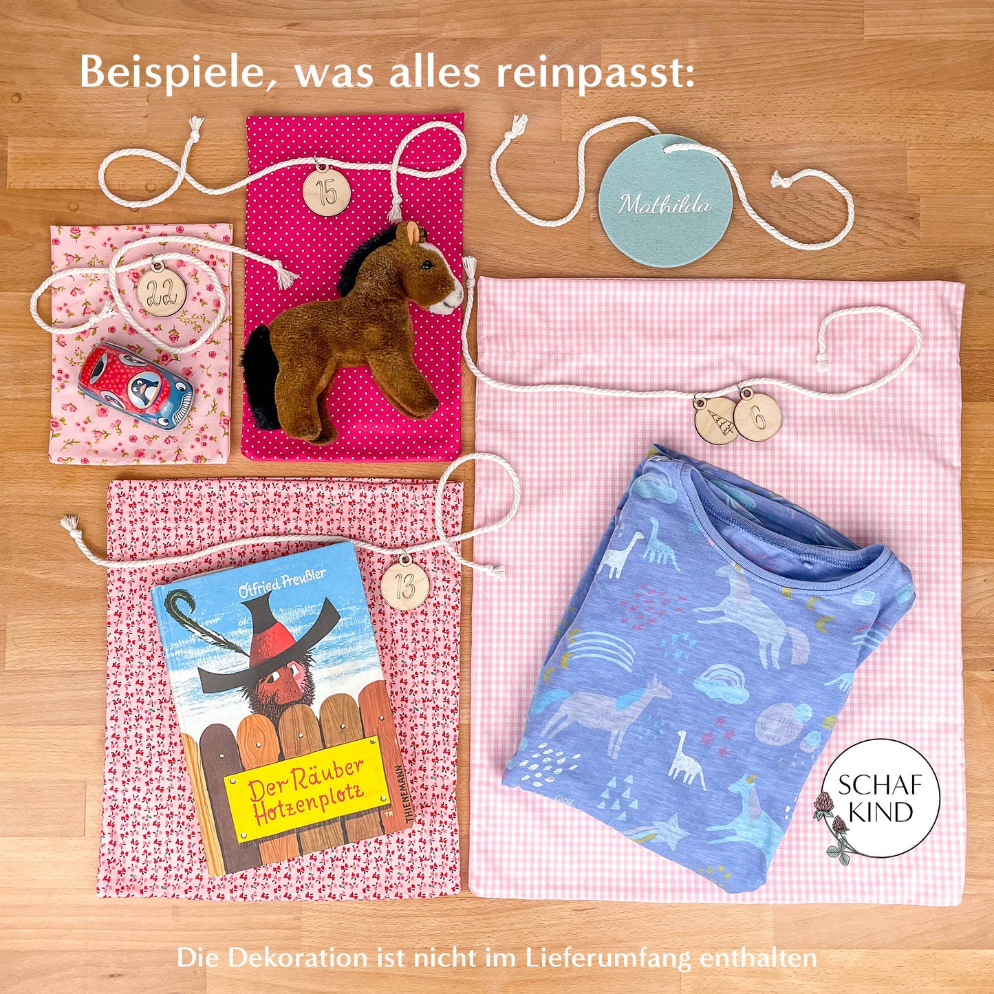 Adventskalender aus Baumwollstoff zum Befüllen - Rosa Var. 2