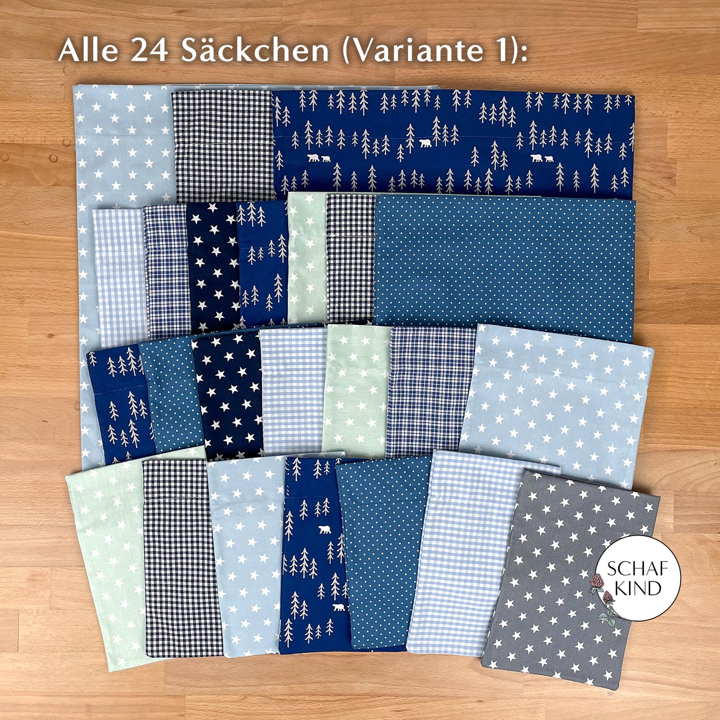 Adventskalender aus Baumwollstoff zum Befüllen - Blau