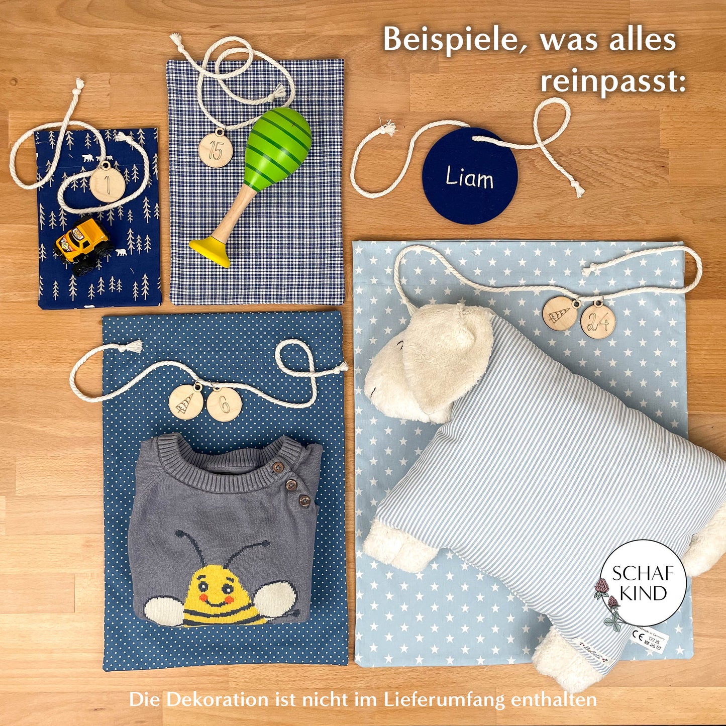 Adventskalender aus Baumwollstoff zum Befüllen - Blau
