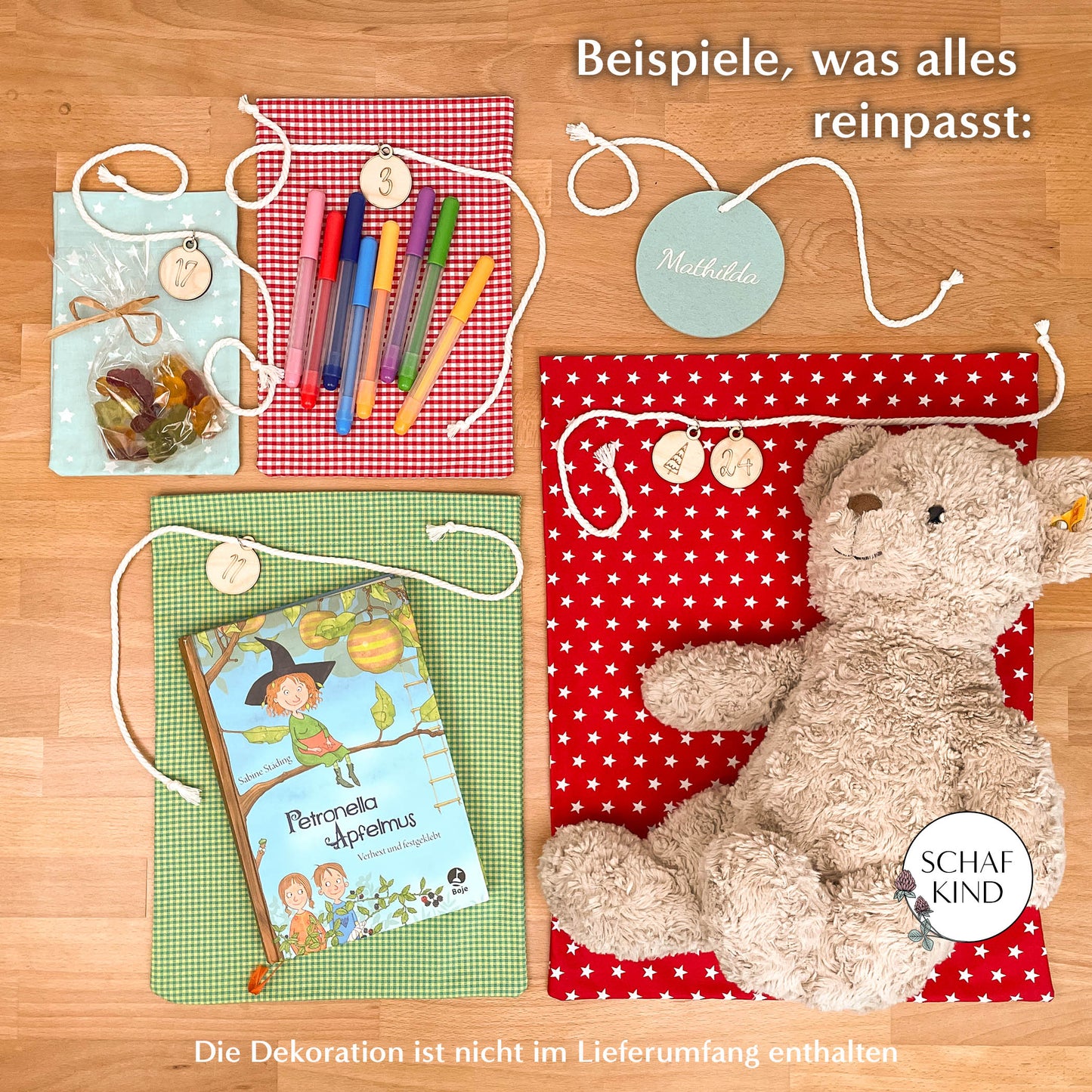 Adventskalender aus Baumwollstoff zum Befüllen - Bunt Var. 2