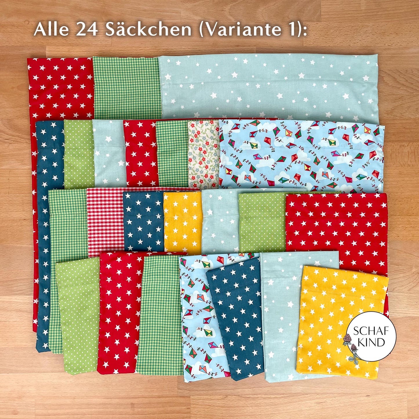 Adventskalender aus Baumwollstoff zum Befüllen - Bunt Var. 2
