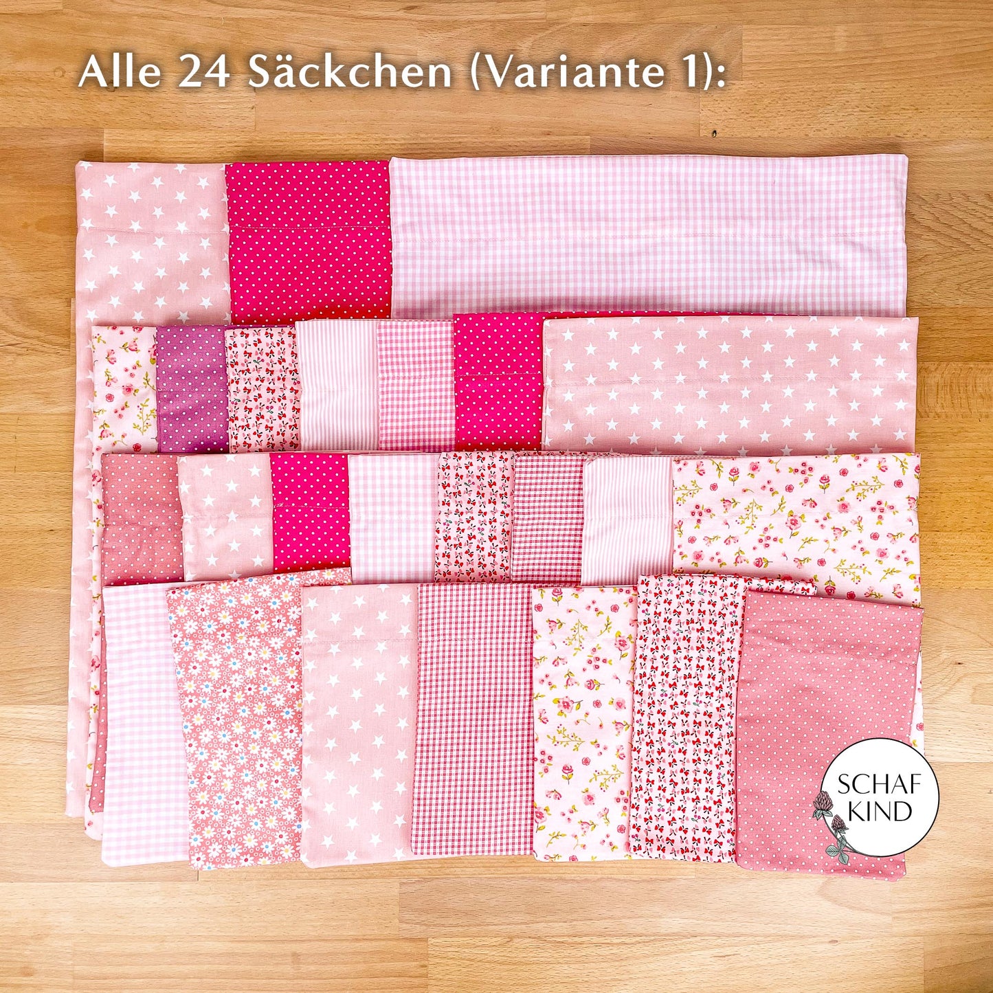 Adventskalender aus Baumwollstoff zum Befüllen - Rosa Var. 2