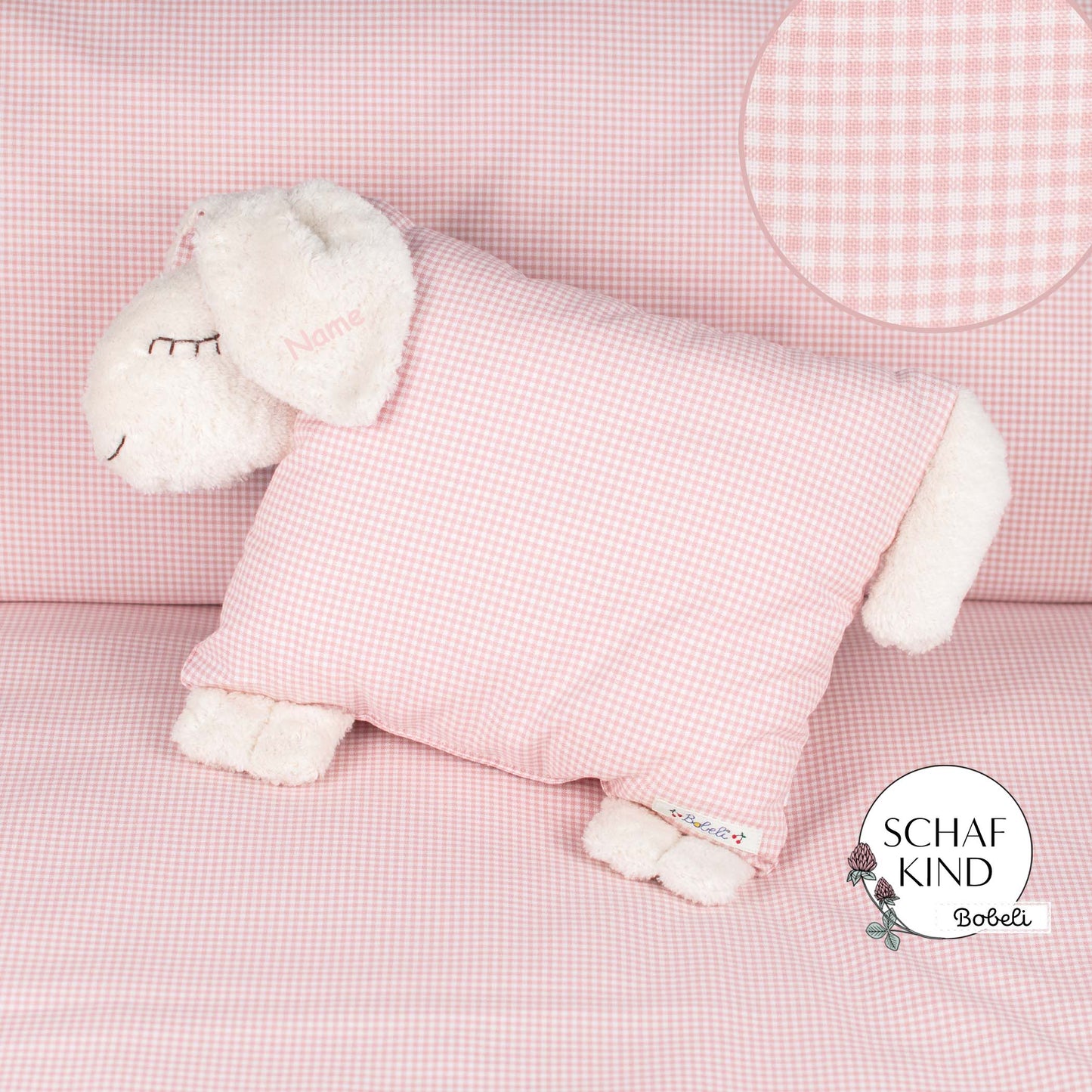 Schlafschaf 10 Rosa Vichy-Karo - Bobeli Kuschelkissen