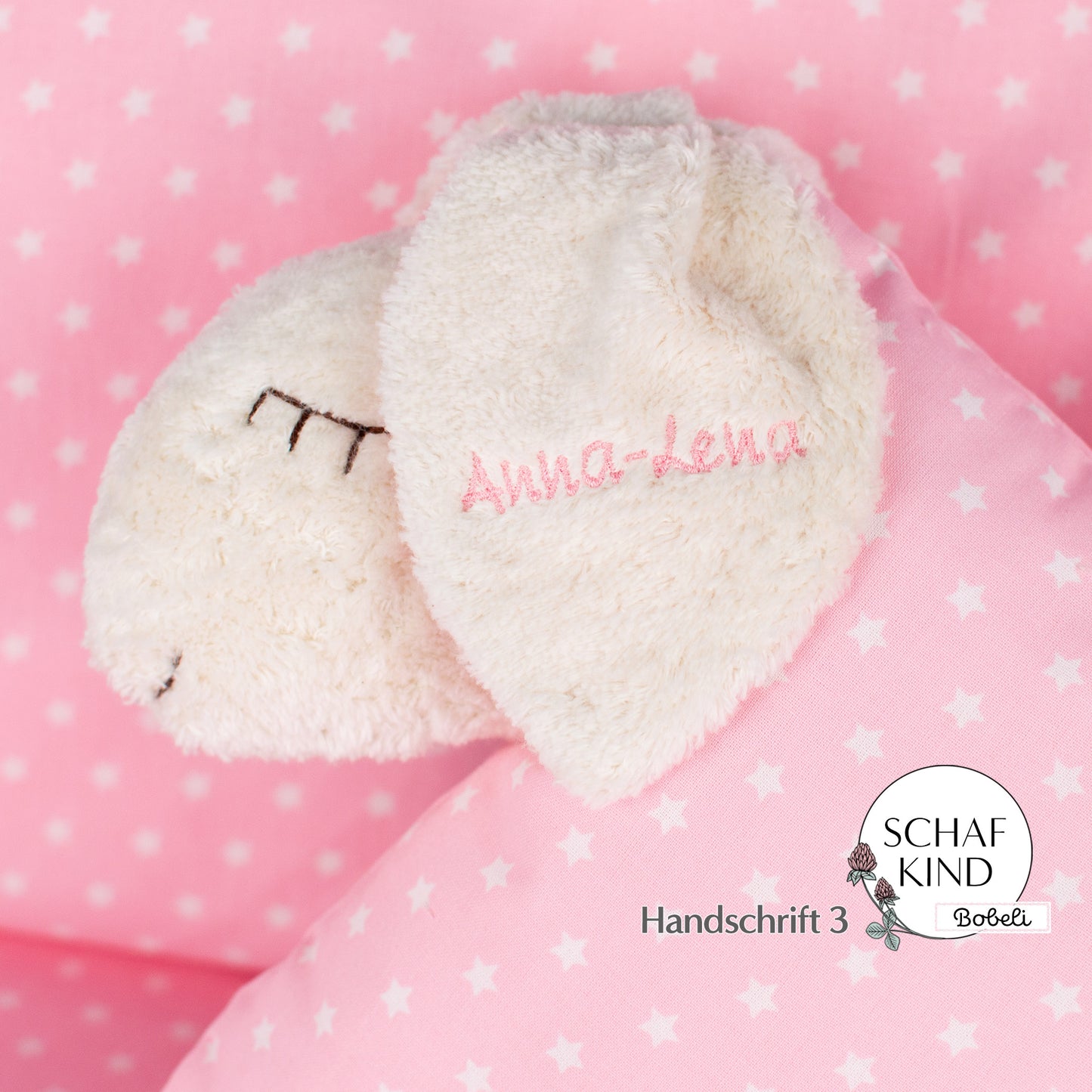 Schlafschaf 13 Rosa mit Sternchen - Bobeli Kuschelkissen