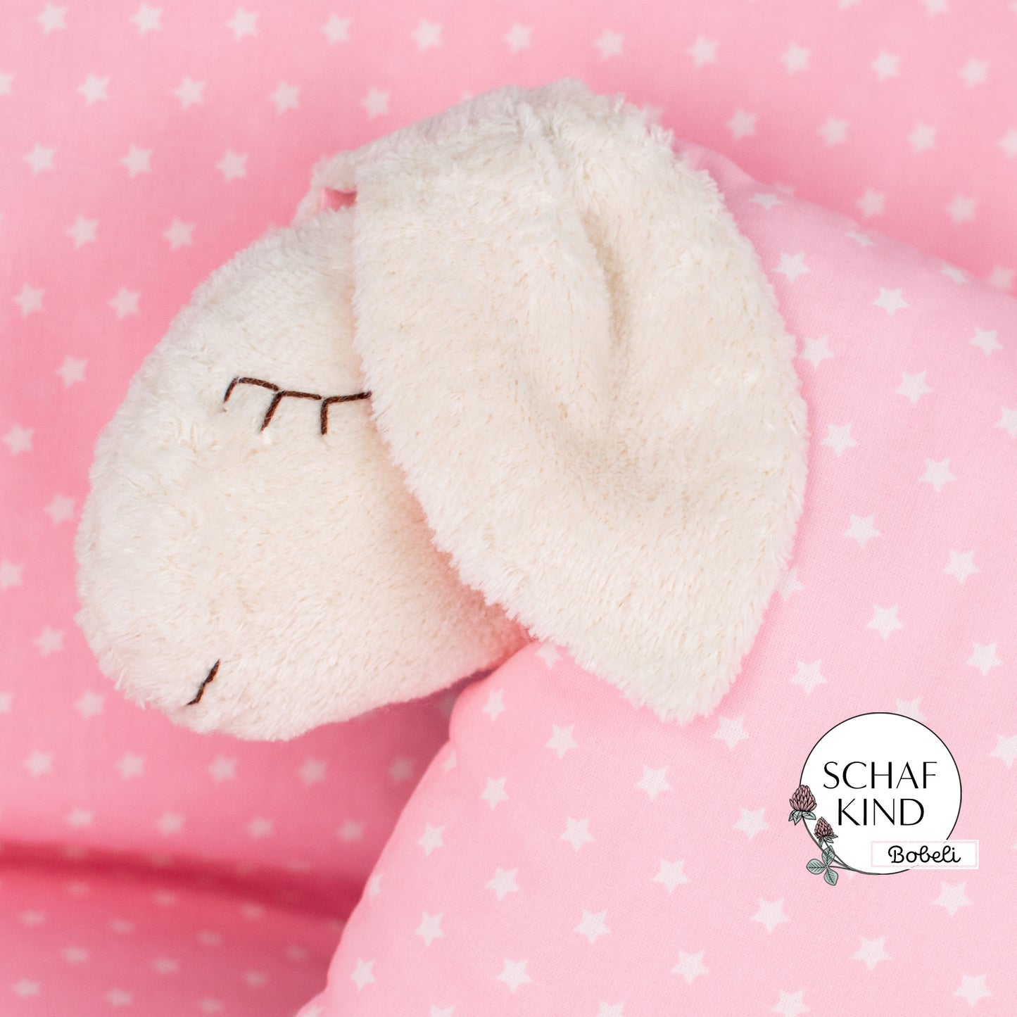 Schlafschaf 13 Rosa mit Sternchen - Bobeli Kuschelkissen