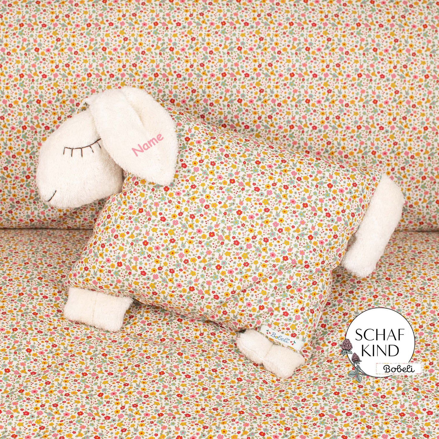 Schlafschaf 23 Bunte Blümchen - Bobeli Kuschelkissen