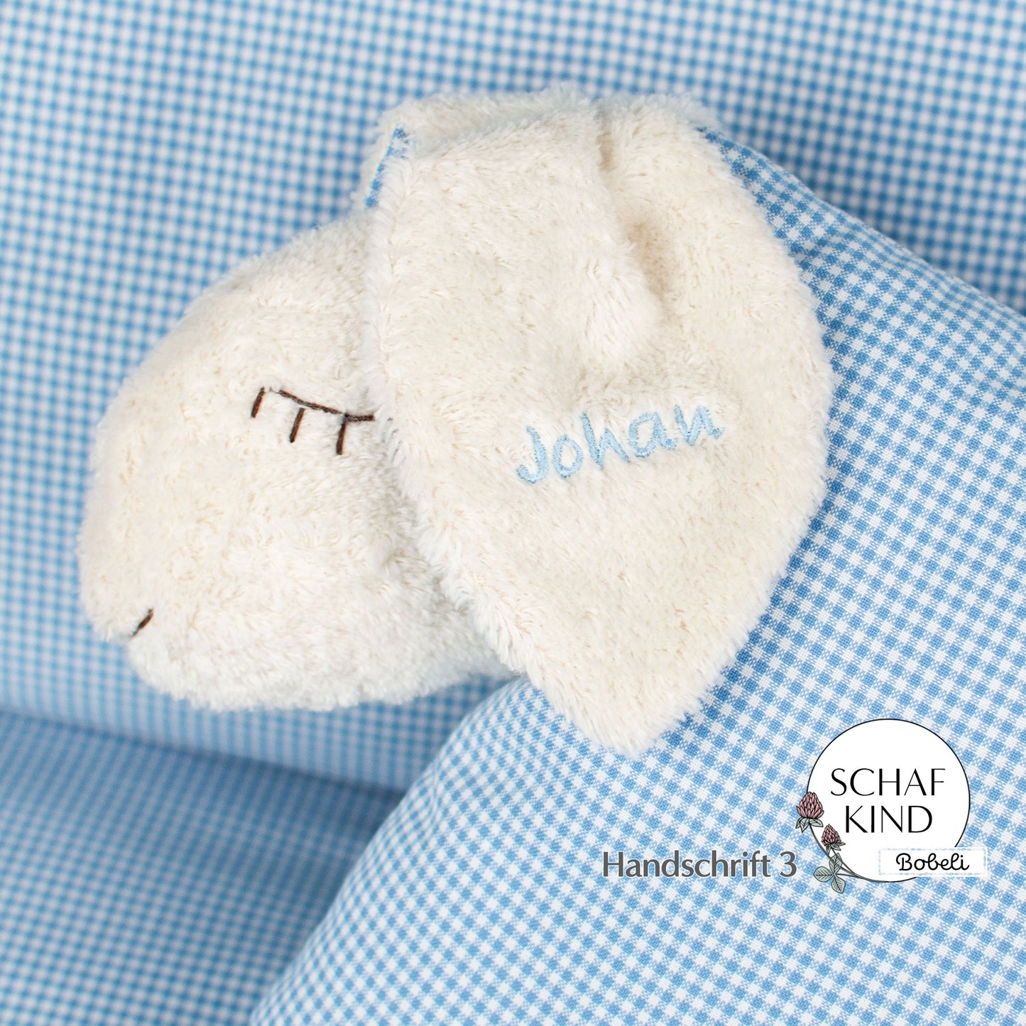 Schlafschaf 40 Hellblaues Vichy-Karo - Bobeli Kuschelkissen
