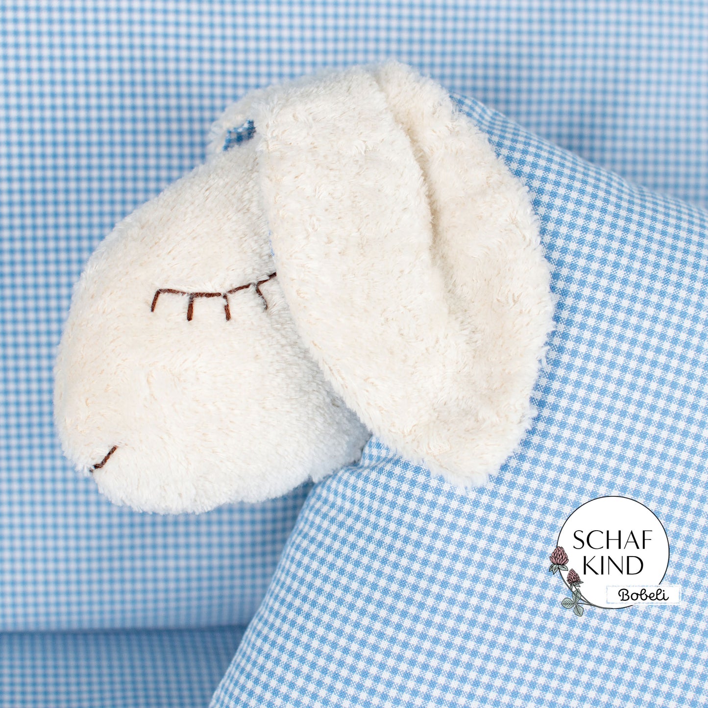 Schlafschaf 40 Hellblaues Vichy-Karo - Bobeli Kuschelkissen