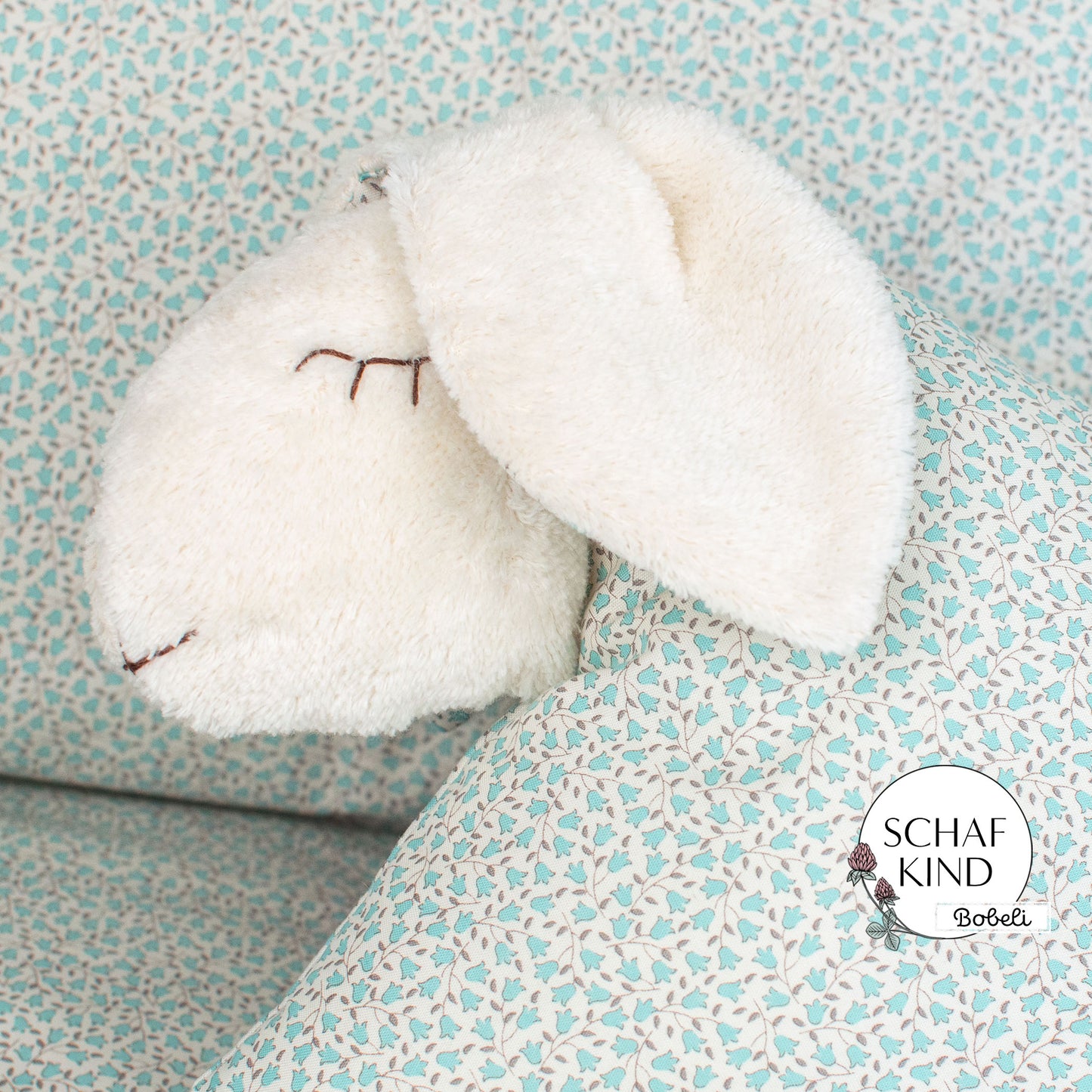 Schlafschaf 78 Mint Glockenblumen - Bobeli Kuschelkissen