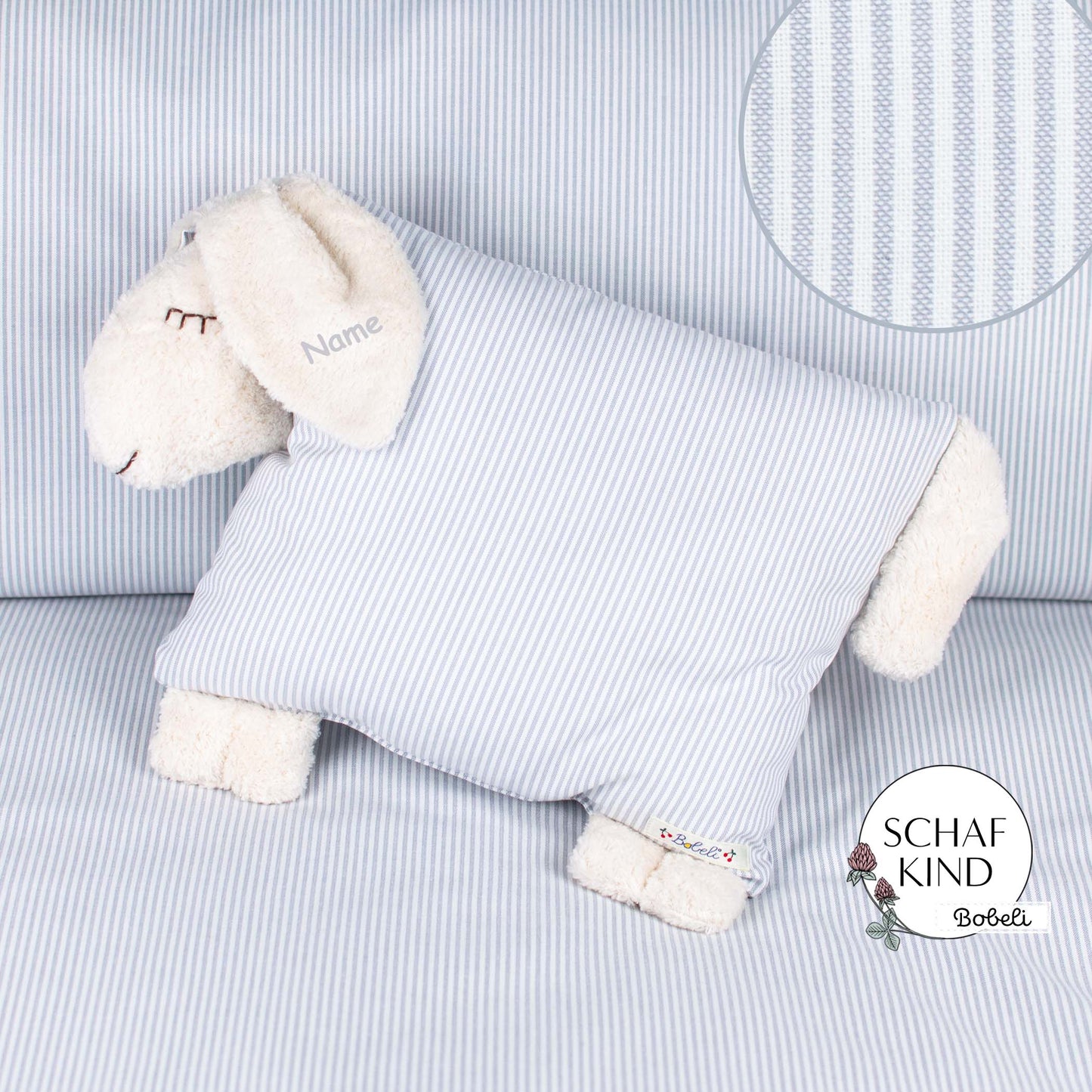 Schlafschaf 81 Graue Streifen - Bobeli Kuschelkissen
