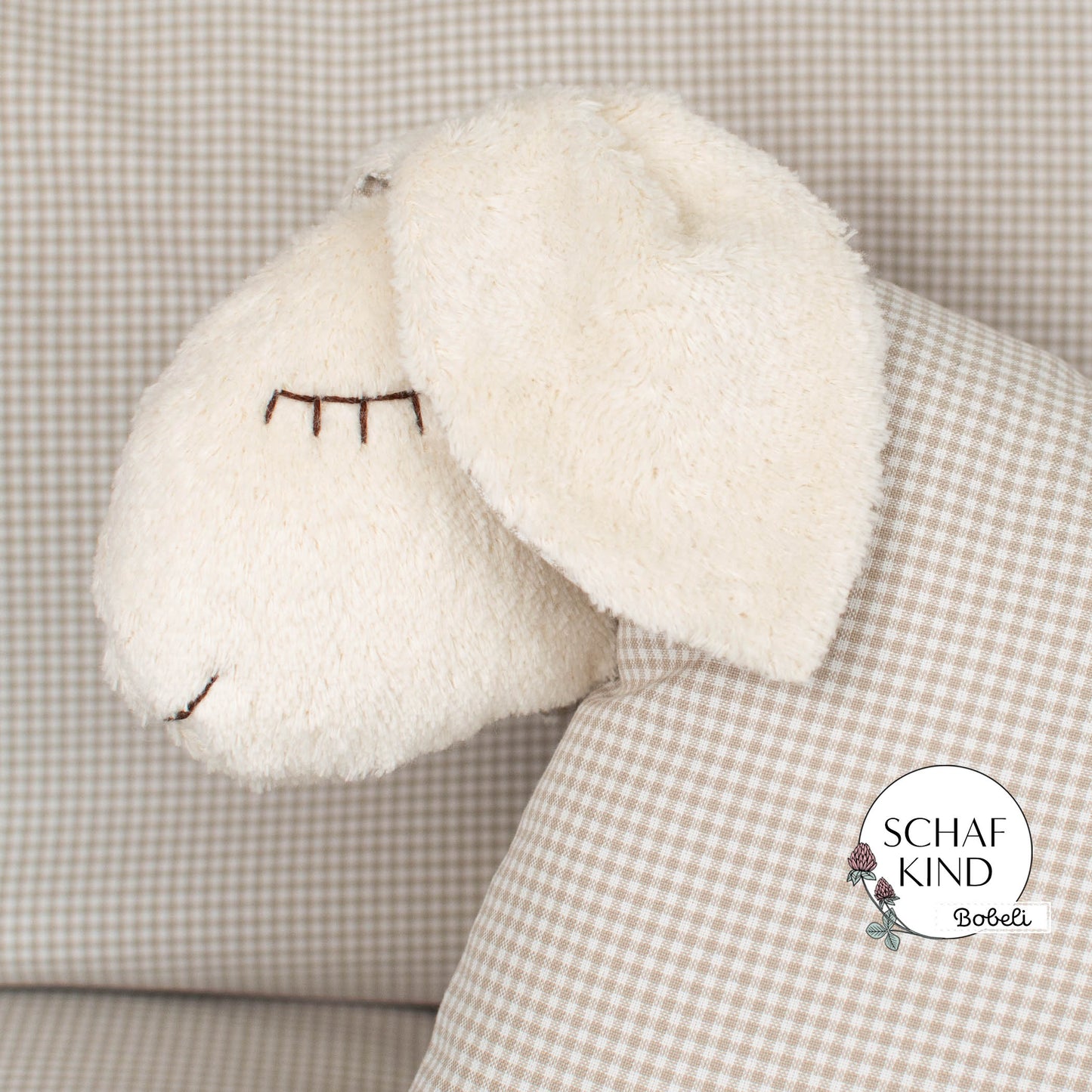 Schlafschaf 84 Sand Vichy-Karo - Bobeli Kuschelkissen