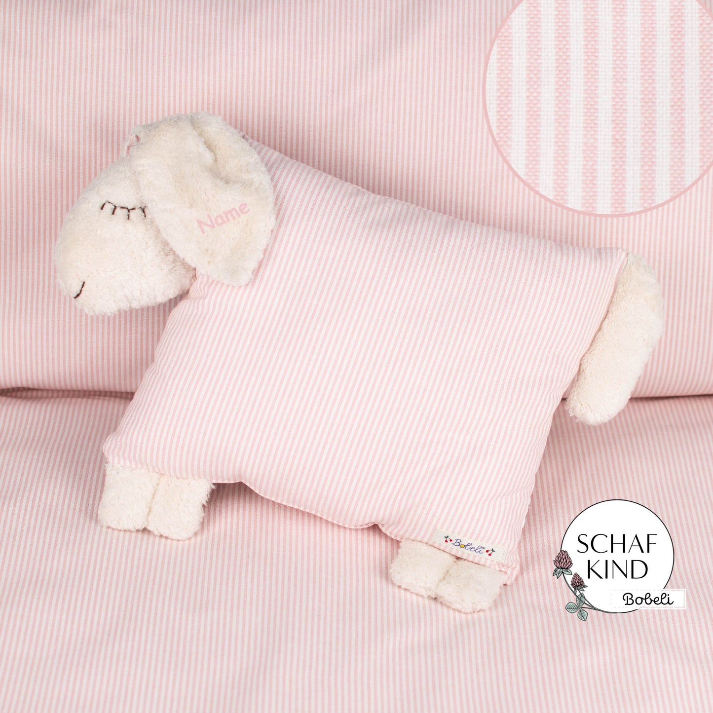 Schlafschaf 11 Rosa Streifen - Bobeli Kuschelkissen