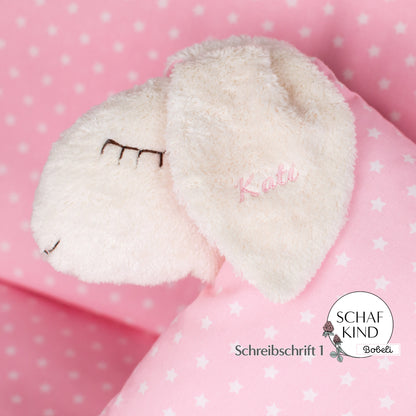 Schlafschaf 13 Rosa mit Sternchen - Bobeli Kuschelkissen