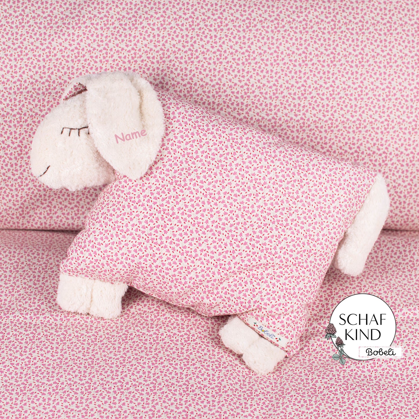 Schlafschaf 22 Rosa Glockenblumen - Bobeli Kuschelkissen