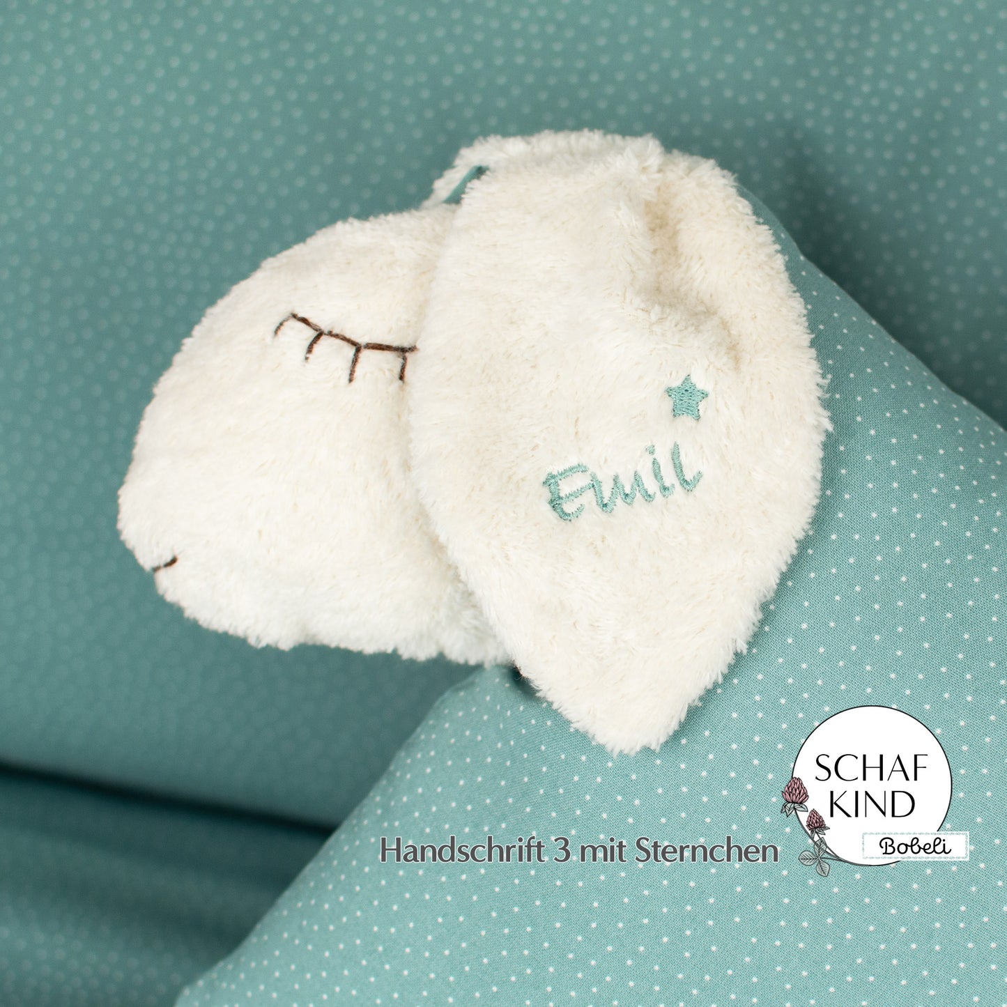 Schlafschaf 65 Salbei mit Pünktchen - Bobeli Kuschelkissen