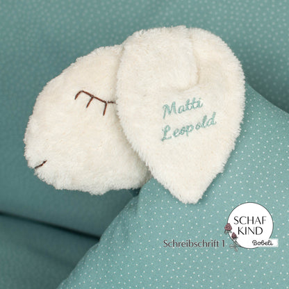 Schlafschaf 65 Salbei mit Pünktchen - Bobeli Kuschelkissen