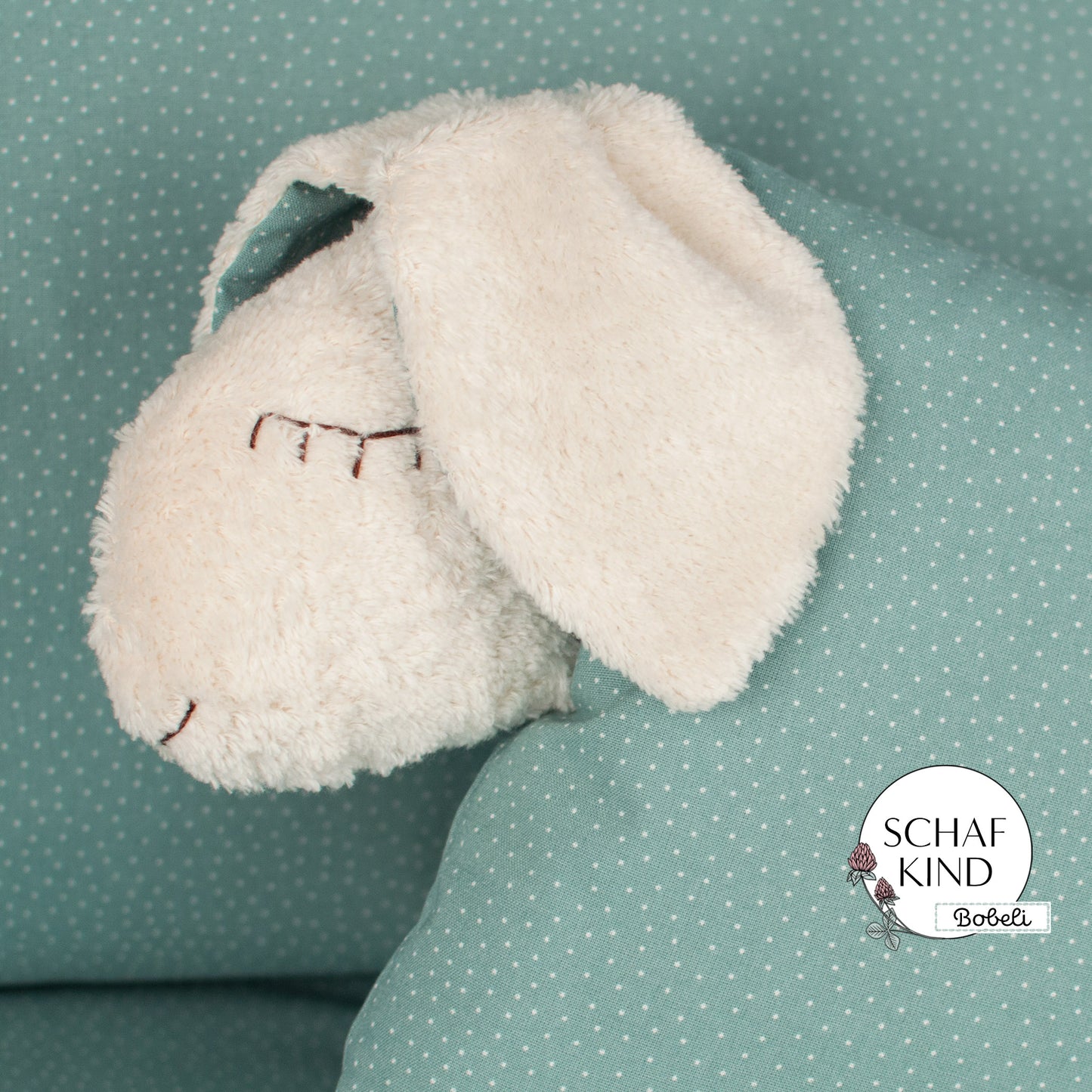 Schlafschaf 65 Salbei mit Pünktchen - Bobeli Kuschelkissen