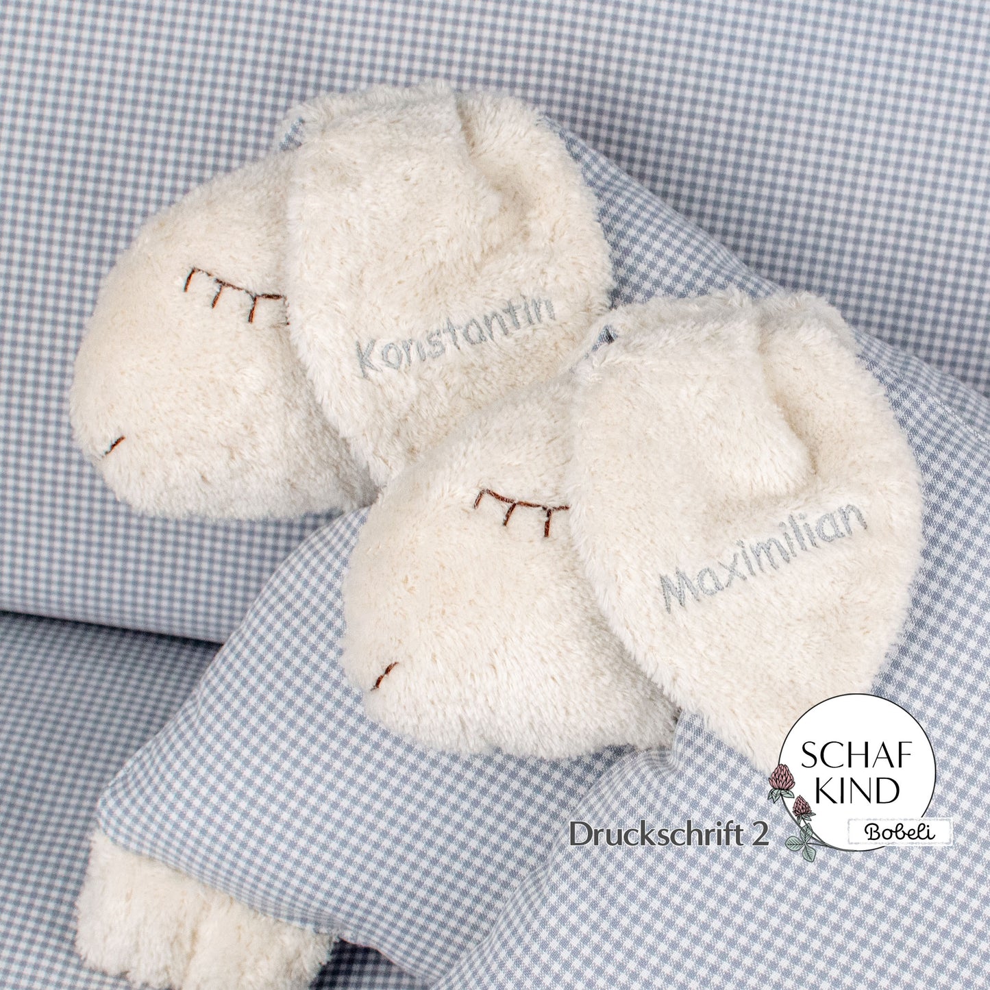 Schlafschaf 80 Graues Vichy-Karo - Bobeli Kuschelkissen